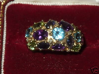  DIAMOND PERIDOT TOPAZ AMETHYST RING